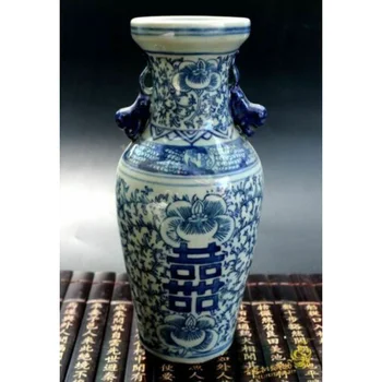 10 Palcový Čínsky Modré a Biele Porcelánové Ručné Starožitné Ornament Jar/Váza