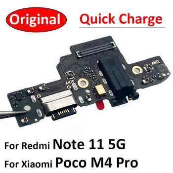 100% Originálne Pre Xiao Poco M4 Pro / Redmi Poznámka 11 11S 5G Nabíjania cez USB Port, Mikrofón Mikrofón Konektor Doku Rada Flex Kábel