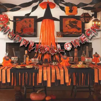 14Pcs Nastaviť Halloween Banner Black Orange Papierové Zástavy Visia pre Domáce Dekorácie Halloween Party Horor Rekvizity