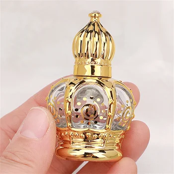 15ml Roll-On Fľaša Sklo Mini Esenciálny Olej Nádoba Prenosného Miešanie Parfum Fľašu Zlatú Korunu Tvar Prázdne Navi Fľaše