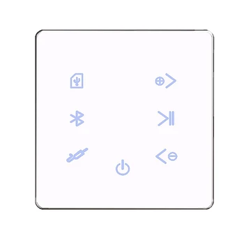 2X Bluetooth Zosilňovač V Stene, USB, SD Karta Hudba Panel Smart Home Pozadí Audio Systém Stereo Hotel Reštaurácia(Biela)