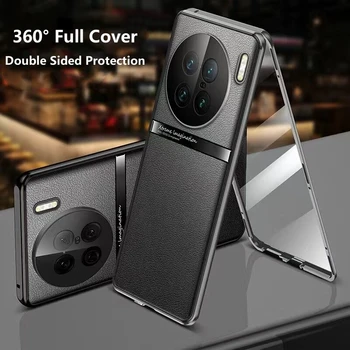 360 Úplné Pokrytie Pre Vivo X90 Pro Plus Prípade Tvrdeného Skla Flip Telefónu Prípade Vivo X90 X90Pro+ 5G Obojstranná Ochrana Nárazníka