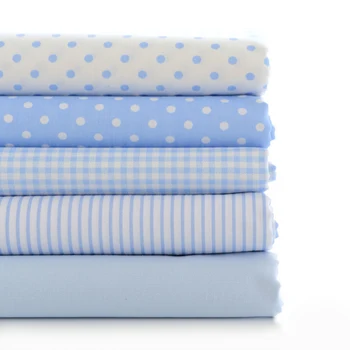 50x160cm Bavlna patchwork koberčeky tkaniny pre šitie materiálov šaty keper bielizeň blue baby polka dot grid prúžok handričkou 160 g/m