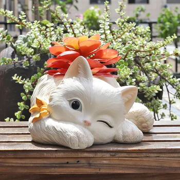 Americký vidieka Simulácia Mačka Živice Šťavnaté kvetináče Tvorivé Roztomilý Mačiatko Stola kvetináč