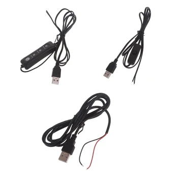 E56B USB DIY Spájkovanie Kábel pre 5V LED Svetlá Fanúšikov Kamery - Čierne