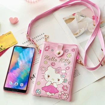 Kawaii Sanrio Hello Kitty Kuromi Cinnamoroll Moje Melódie Mobile-Phone Úložný Vak Dvojvrstvová Nepremokavá Messenger Taška na Deti je Dar