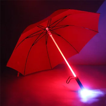 LED Dáždnik Muži Ženy Nepremokavé Vetru Plastové Červený Dážď Transparentné Blikajúce na Noc Držiak Valca Dáždniky pre pešiu Turistiku