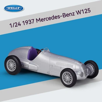 Mercedes-Benz 1937 W125 Vysokej Kvality WELL Diecast 1:24 Klasický Kovový Model Automobilu Historických vozidiel Zliatiny autíčka Pre Deti Zber