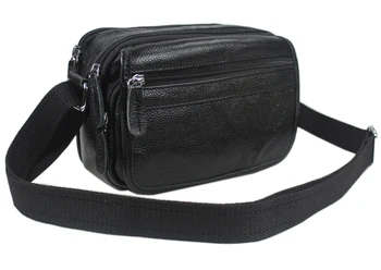Móda Nové 100% Originálne Kožené Mužov Messenger Bag Small Reálne Kožená taška cez rameno pre mužov Bežné Taška Cross body Bag Black M155