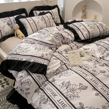 Nordic Luxusné Kvetinové Koberčeky posteľné prádlo Nastaviť Moderné Bielizeň s 1/2pc obliečka na vankúš kryt povlaky na prikrývku list pre dievča spálňa