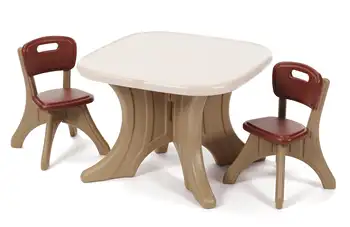 Nové tradičné detské plastové stôl a stoličky nastaviť, hnedá, detské tri-kus nábytku (US vozidiel)