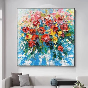 OQ100% Handmade Abstraktné Kvet Nôž olejomaľba Na Plátne Obývacia Izba Obrázok Gauč Domova Wall Art Nástenné Závesné bez rámu