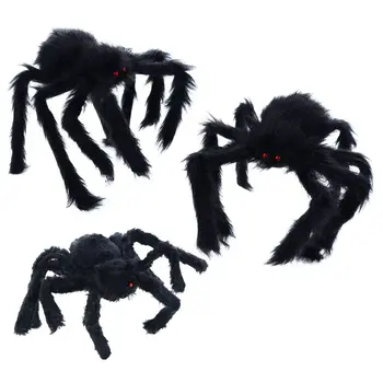 Party Dekorácie Deti Hračky Halloween Horror Giant Spider Umelé Spider Strašidelný Dom Dekor Čierny Plyšové Spider
