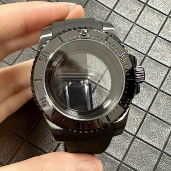 Príslušenstvo hodinky Hodinky Prípade, 40 MM, PVD Black Prípade Pásky Zafírové Sklo pre NH35/NH36 Pohyb