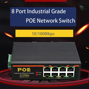 RJ45 Port pre Priemyselné použitie hra Sieť POE Switch Železničnej Typu RJ45 Rozbočovača 10/100Mbps Ethernet kamerový 8 Port, RJ45 prepínač