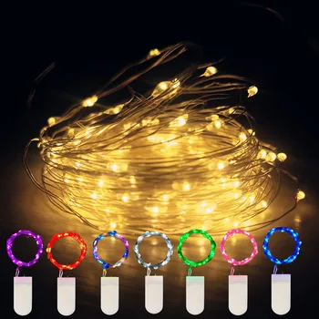 Rozprávkové Svetlo Vonkajšie Garland Svadobné Svetlo CR2032 5 ks LED Medený Drôt String Svetlá pre Domáce Vianočné Záhrada Dovolenku Dekorácie
