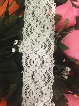 slonovina pružný elastický čipiek, 5cm šírka 2 cm 20meter/veľa bilaterálne kvetinový francúzskej čipky pre DIY svadobné svadobné dekorácie,hlavový most