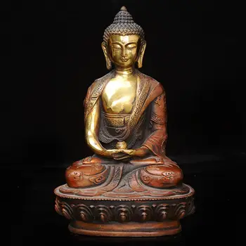 Staré Ručne vyrezávané mosadz pozlátené Medicíny Buddha šakjamúni Šákjamuni socha