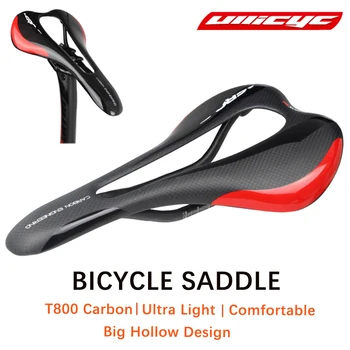 ULLICYC-Super Ľahkých Uhlíkových Bicyklové Sedlo, Duté Kožené Sedadlá, T800, 3 K Black, MTB, Road Bike Príslušenstvo, 270x145mm
