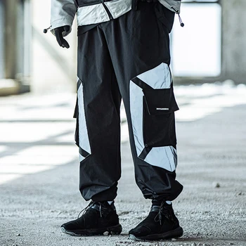 Unisex Reflexné Taktické Funkčné Cargo Nohavice Joggers Pás Nohavice HipHop Streetwear Oblečenie pre Mužov Harajuku Streetwear