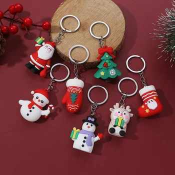 Vianočné Série Santa Claus Vianočný Stromček, Kľúčenky Pre Batohy Prívesok Roztomilý Elk Bábika Krúžok Pre Deti Priateľmi Darček