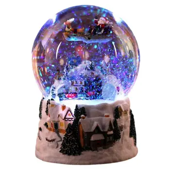 Vianočný Sneh Dom Crystal Ball Music Box Otáčať Svetla 4-v-1 Multi-function Krištáľový Glóbus Vianočný Darček