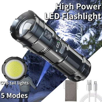 Vysoký Výkon Dlhý Rad LED Baterka s Displejom KLASU zadné Svetlo Zabudované v 9000Mah Batérie Nabíjateľné Baterky na Rybolov/Camp