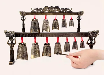 Čínsky Zliatiny Hrá Nástroj Vintage Starožitné Dvojité Zvonenie Model Ornament Remeslá Retro