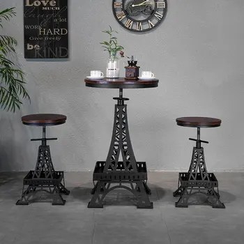Žehlička masívneho dreva bar stolička nastaviteľné stoličky Paríž veža stolice priemyselné štýl tvorivé stoličky moderná kaviareň a bar stoličky