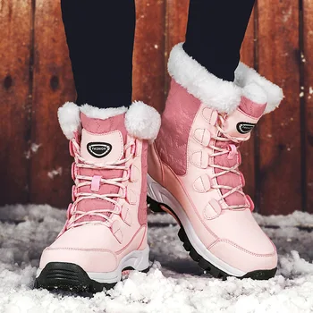 Ženy to veľké veľkosti topánky snehu vonkajší cestovaní nepremokavá non-slip pribrala teplé high-top bavlna topánky dámske mid-tube topánky vyhrať