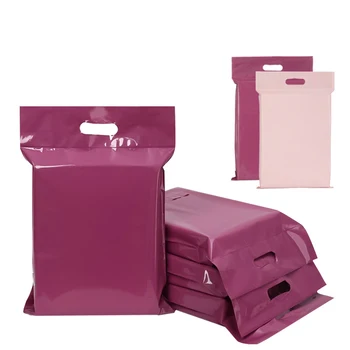 10Pcs Kuriér Taška s Rukoväť Pink/Purple/Biele Plastové Prepravné Tašky Oblečenie Balení Taška Darček Obálky 25x35cm/28x42cm