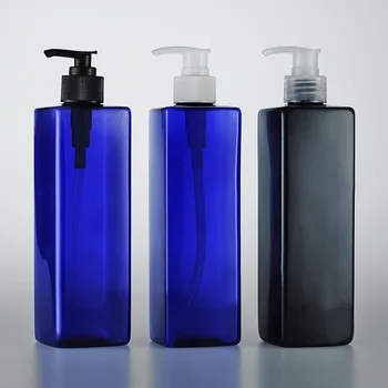 14pcs 500 ml Prázdne Big Blue Black Námestie Kontajner Krém, Emulzia,Sprchový Gél Tekuté mydlo, Šampón naplniteľné Kozmetické balenia