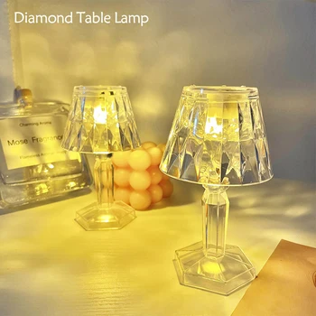 1Pcs LED Crystal Stolná Lampa Projetor Akryl Diamond stolná Lampa LED Nočné Osvetlenie, Nočné Osvetlenie osvetlenie Pre Spálne Dekorácie