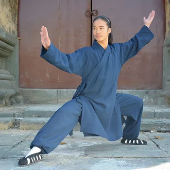 2 KS Bavlnené Obliečky Mužov Unisex Tai Chi Kungfu Bojových Umení Uniformy Čínske Tradičné Tričko+nohavice Meditácie Wing Chun Wushu Nastaviť