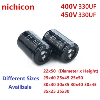 2 ks/Veľa Nichicon 330uF 400V 330uF 450V 400v330uF 450V330uF 22X50 25X40/45/50 30x30/35/40/45 35x25/30 modul Snap-in PSU Kondenzátor