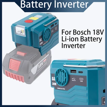 200W Nástroj, Batéria, Invertor Pre Bosch 18V Li-ion Batéria, Invertor s LED Svetlom a USB Typ a-C Výstupné Rozhrania