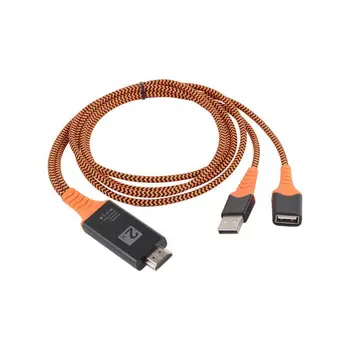 2021 HOT Prenosná Veľkosť Nylon Drôt Pletená USB Female na kompatibilný s HDMI Samec HDTV Kábel Adaptéra Podporu Typ-C Lightning Kábel