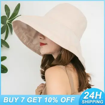 2022 v Lete Ženy Slnko Klobúk Veľké-brimmed Pláž Hat Skladacia Bavlna Priedušná Vonkajší Rybár Klobúk Farbou Slnka Vedierko Hat