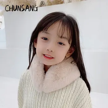 2022 Zime Teplé Luxusné Real Králik Prírodné Kožušiny Šatka pre Deti detské Dievčatá Chlapci kórejský Módne Šatky Dizajnéri Mäkké Plyšové