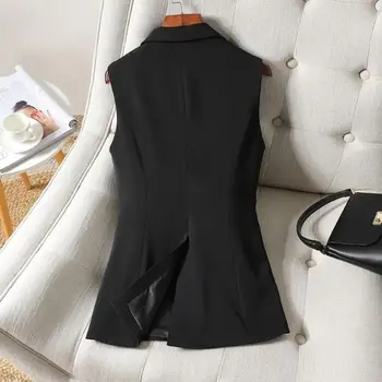 2023 Jar Dlho Ženy Elegantný Oblek Vesta Bez Rukávov Bundy Vrchné Oblečenie Office Lady Slim Farbou Jediného Tlačidla Vestu M578