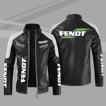 2023 Nové Zimné pánske Fendt Logo Módna Bunda na Motocykel Zips Bunda Outwear Udržať v Teple Kože Človeka Kabát 4 Farby