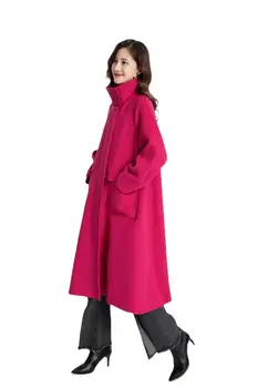 2023 Ženy Zimné Oblečenie Reverzibilné Vlny Kabát Rozšírené Klope Módne Voľné Vlny, Vlny Kabát 1021