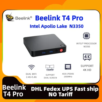 3-7days Globálne Dodávky Beelink T4 Pro Mini PC Intel Celeron N3350 Win10 4GB DDR4 64 GB Dual hd office beelink t4 pro mini pc
