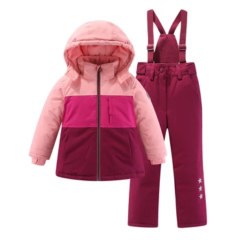 -30 Stupňov 3-8T Dieťa Lyžiarske Odevy Snowboard Oblek pre Dievčatá Nepremokavé Vetru Deti Zimné Outdoorové Športové Lyžiarske Kabáty a Nohavice