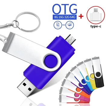 360° Otáčanie OTG USB Flash Drives2.0 64 G 32 G 16 G 8G 4G Pero Jednotky Palcom Jednotku Memory Stick pre PC/Android smartphone vlastné logo