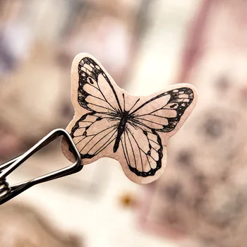 40Sheets Nálepky Vintage Literatúry a Umenia Jednoduchý Kvet Menovky Motýľ DIY Dekoratívne Nálepky Strane Knihy Nálepku 6 štýlov