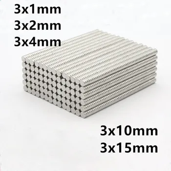 50/100KS 3x1 3x2 3x5 3x10 3x15mm Kolo Magnet Silný Magnet Vzácnych Zemín Neodýmu Magnet