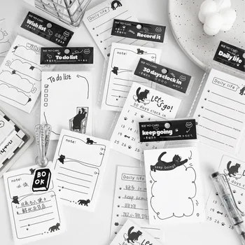 50 listov /pack Malé Čierne Mačky Do Zoznamu Memo Podložky Dekoratívne Papier Zápisníky