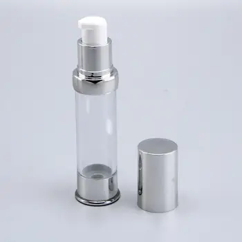 5ML airless fľaša priehľadná fľaša so striebrom spp/dne, prázdne lotion/emulzie vzorky Fľašiach LX1049