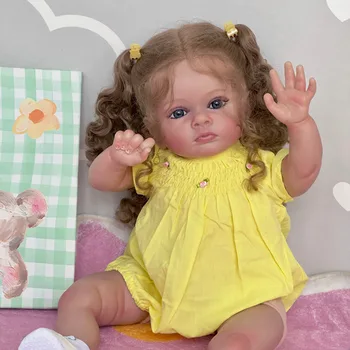 60 CM Reborn Bábiky Dievča Tutti s Dlhými Parochňu Princezná Batoľa Dievča s Genesis Farba 3D Kožu, Maľovanie Mnohé Detaily Žily Bebe